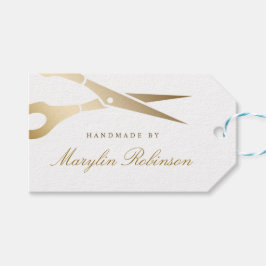 Etiqueta Para Presente Tesoura Dourada | Elegante preto e branco feito à