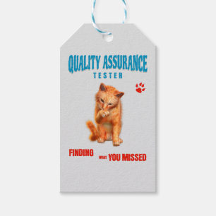 Etiqueta Para Presente Testador de QA Humor de Gato