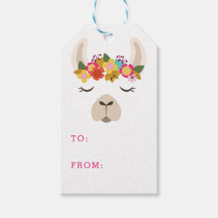 Etiqueta Para Presente Teste padrão da alpaca & de flores