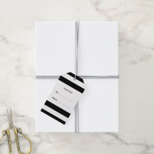 Etiqueta Para Presente Teste padrão preto e branco das listras, monogram