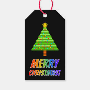 Etiqueta Para Presente Texto "FELIZ NATAL do arco-íris!" + Árvore de