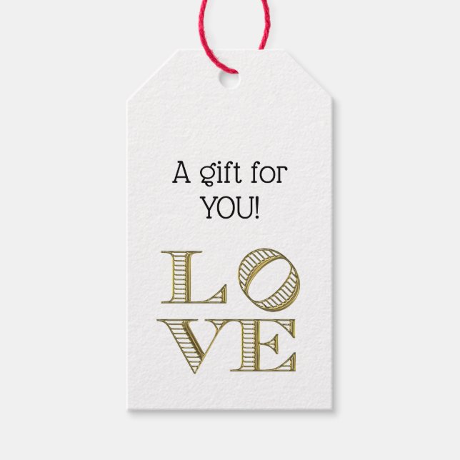 Etiqueta Para Presente Texto Gráfico do AMOR - Faux Dourado (Frente)