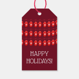 Etiqueta Para Presente Texto Personalizado de Feriado de inverno do Red M