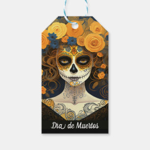 Etiqueta Para Presente Texto personalizado 💀 La Calavera Catrina com flo