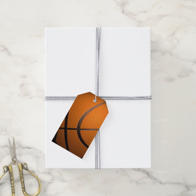 Etiqueta Para Presente Texto Personalizado para Design de Basquete (Com cordão)