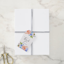 Etiqueta Para Presente Thank You watercolor blue and peach florals
