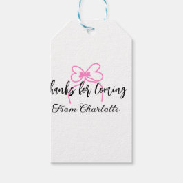 Etiqueta Para Presente thanks for coming add name text message pink bow f