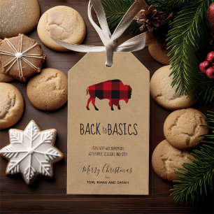 Etiqueta Para Presente The Basics Buffalo Preto e Xadrez Vermelho/Kraft I