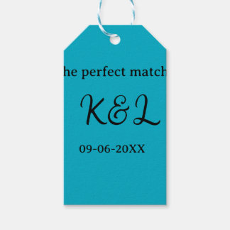 Etiqueta Para Presente The perfect match couple name letter date blue sim