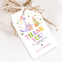 Three Rex Dinosaur Birthday Favor Tags