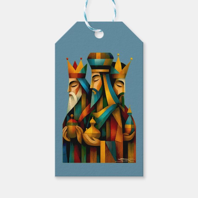 Etiqueta Para Presente Three Wise Men Abstract Nativity Art  (Frente)
