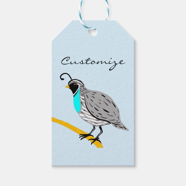 Etiqueta Para Presente Thunder_Cove da Quail com garganta azul (Frente)