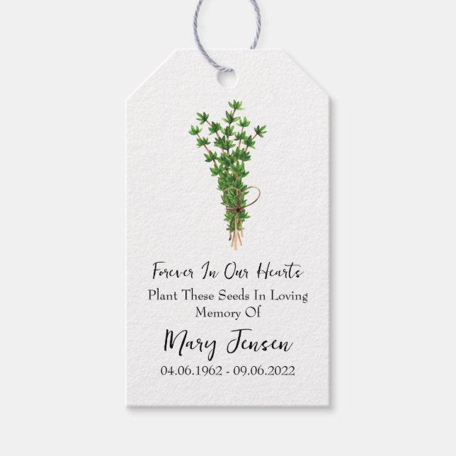 Etiqueta Para Presente Thyme Seed Packet - Funeral (Frente)