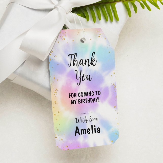 Etiqueta Para Presente Tie Dye primeiro aniversario Obrigado (Criador carregado)