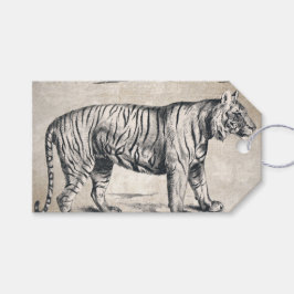 Etiqueta Para Presente Tiger Vintage Wildlife Grunge Decorative
