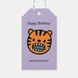 Etiqueta Para Presente Tigre castanho-branco, roxo