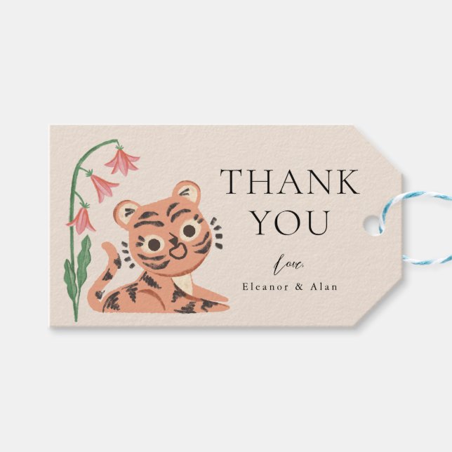 Etiqueta Para Presente Tigre Selvagem Selvagem de Animais Selvagens (Frente (horizontal))