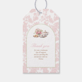 Etiqueta Para Presente Time for Tea Pink Toile Baby Shower Tag