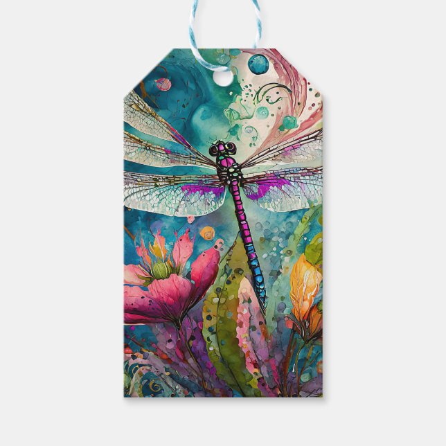 Etiqueta Para Presente Tinta e Caneta Dragonfly (Frente)