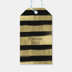 Etiqueta Para Presente Tinta Preta e Dourada com Traço de Tinta Moderna