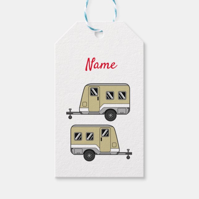 Etiqueta Para Presente Tiny Tan Caravan Camper Thunder_Cove (Frente)