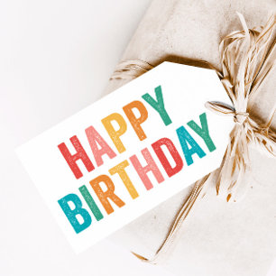 Etiqueta Para Presente Tipo Arco-íris Feliz Aniversário