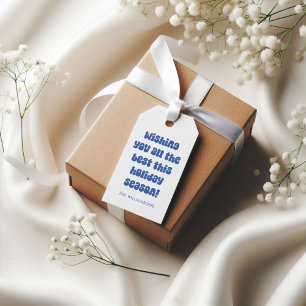 Etiqueta Para Presente Tipografia Azul Groovy Retro Natal Personalizado