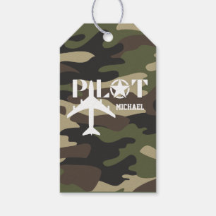 Etiqueta Para Presente Tipografia do piloto de camuflagem, personalizada
