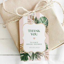 Etiqueta Para Presente Tiras cor-de-rosa, obrigado de noiva tropical