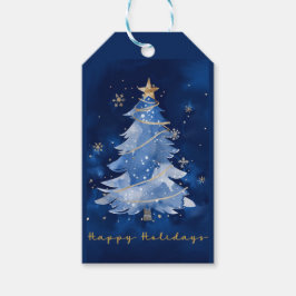 Etiqueta Para Presente Title: Happy Holidays Elegant Navy Gold Christmas 