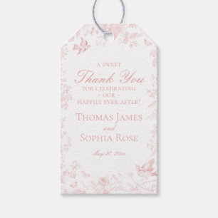 Etiqueta Para Presente Toalha de Jouy Rosa Favor de Casamento Floral