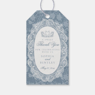 Etiqueta Para Presente Toalha de Renda Azul Floral Vintage Chá de Noiva