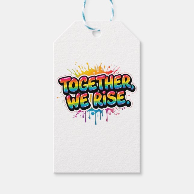 Etiqueta Para Presente Together We Rise Rainbow Quote Design (Frente)