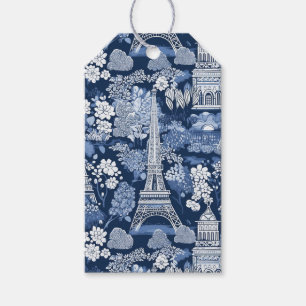 Etiqueta Para Presente Toile Azul Torre Eiffel Intriciante