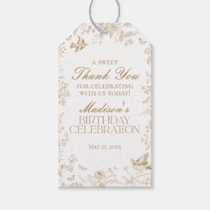 Etiqueta Para Presente Toile De Jouy Dourada Lembrancinhas de Aniversário