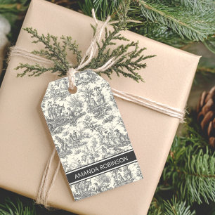 Etiqueta Para Presente Tóile de jouy preto Elegante