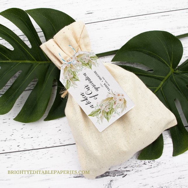 Etiqueta Para Presente Token of Our Appreciation Tropical Pampas Wedding (Show your appreciation with our tropical pampas gift tags.)