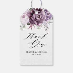 Etiqueta Para Presente Tons de Flores de Púrpura Empoeirada Casamento Flo