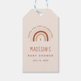 Etiqueta Para Presente Torre-Chá de fraldas Gota-Arco-Íris Terracotta