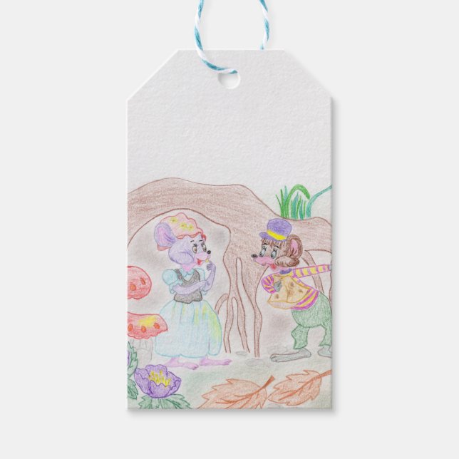 Etiqueta Para Presente Trabalho de arte de Crianças Personalizadas, dois  (Frente)