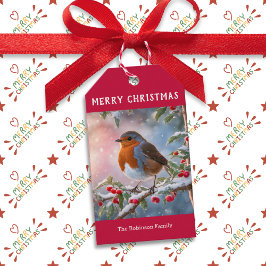 Etiqueta Para Presente Tradicional Robin Fofo Aquarela Feliz Natal