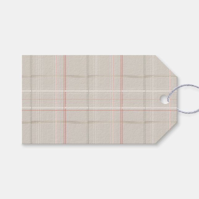 Etiqueta Para Presente Tradicional Xadrez Natal Bege Cabana de Madeira (Frente (horizontal))