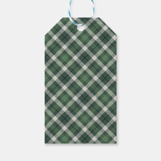 Etiqueta Para Presente Traditional plaid in green and black. (Frente)