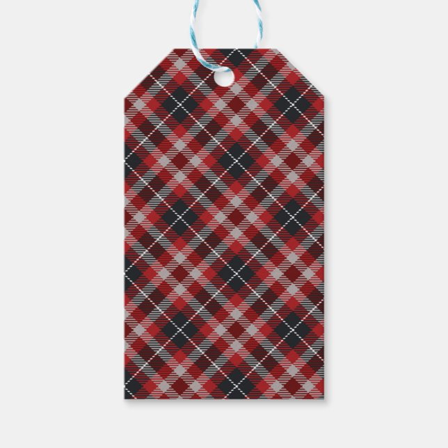 Etiqueta Para Presente Traditional plaid in red and black. (Frente)