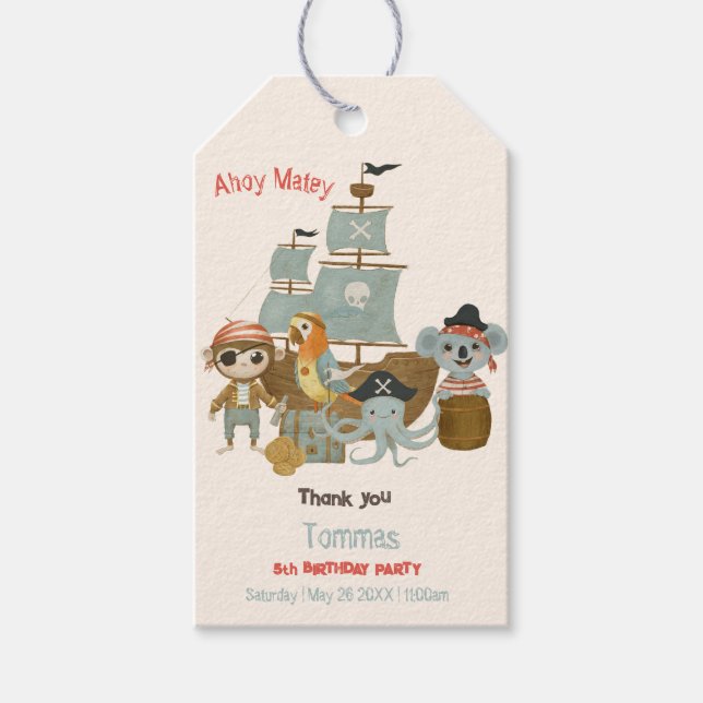 Etiqueta Para Presente Treasure Hunters Pirate Birthday (Frente)