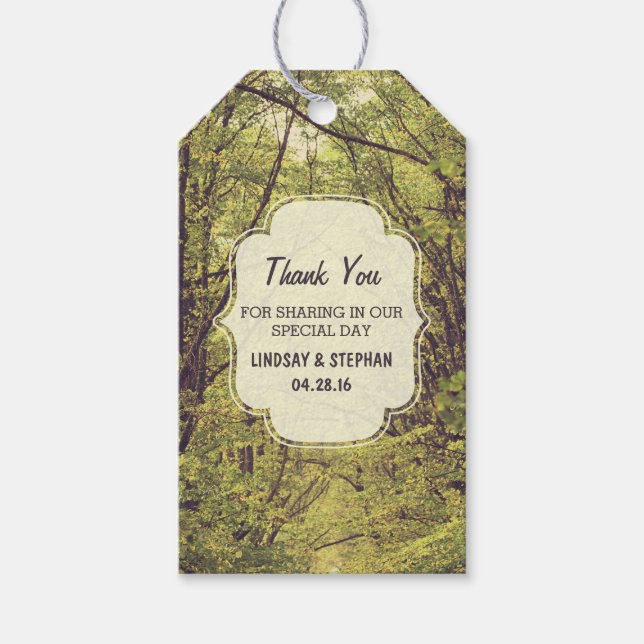 Etiqueta Para Presente Trees Path Wedding Obrigado (Frente)
