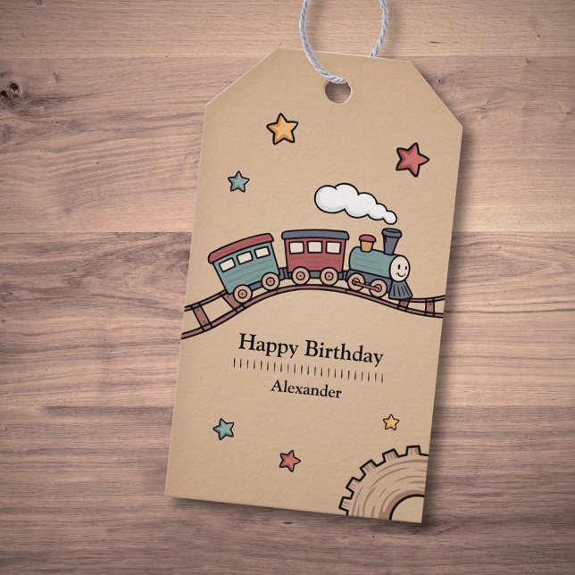 Etiqueta Para Presente Trem de Madeira (Wooden Train Gift Tags)