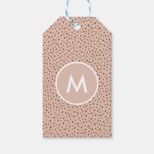 Etiqueta Para Presente Trendy Beige Monograma com Terracotta Boho Brown