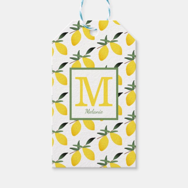 Etiqueta Para Presente Trendy Lemon Monographic Name (Frente)