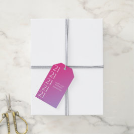 Etiqueta Para Presente Trendy Modern Bold Pink Gradient 21st Birthday
